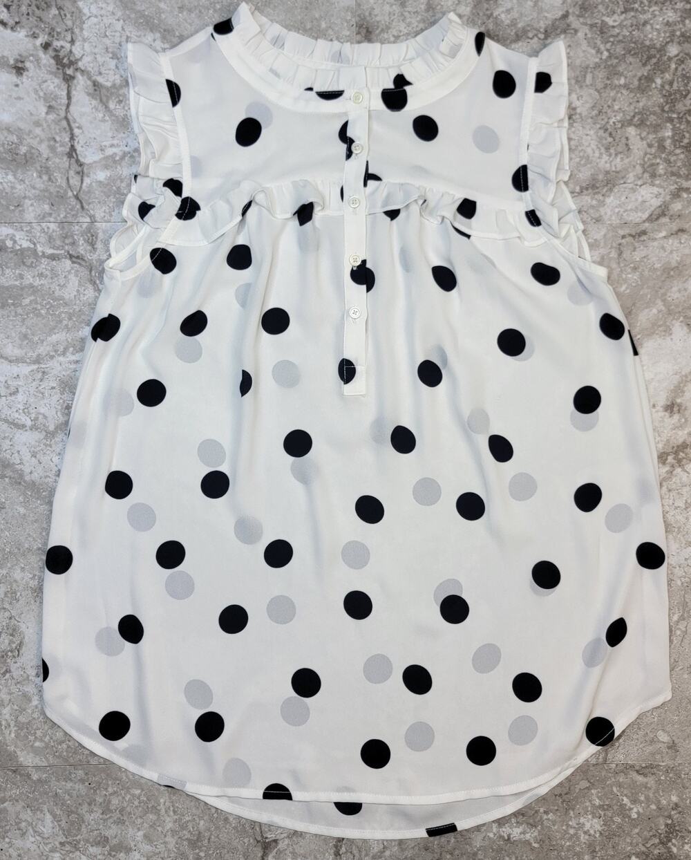 LOFT White Sleeveless Polka Dot Blouse